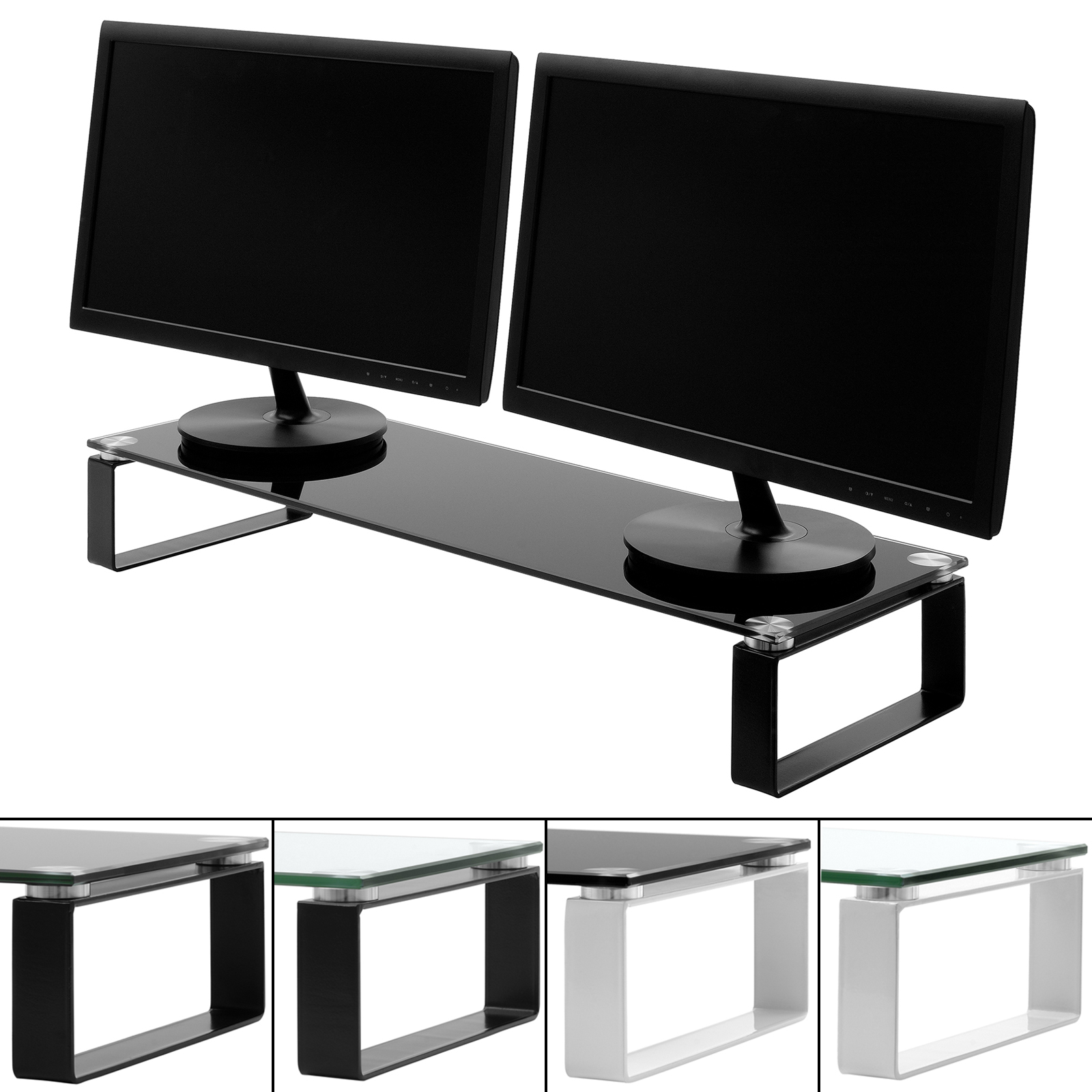 LARGE TWIN/DOUBLE MONITOR/SCREEN RISER SHELF COMPUTER/IMAC TV/DVD STAND